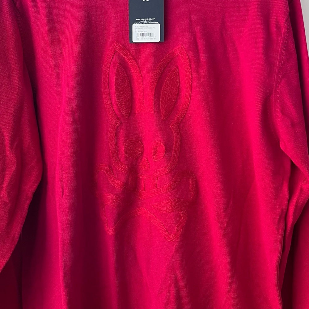Vibrant Red Sweatshirt with Embroidered Bunny